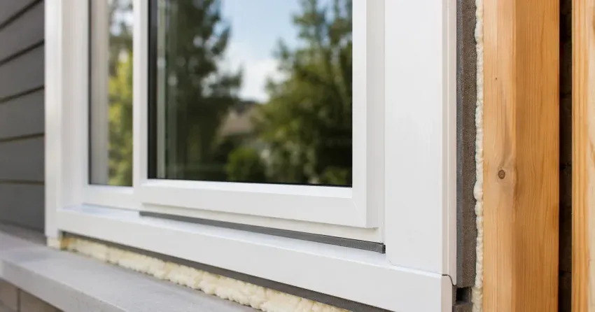 technician installing fiberglass window frame in Leaside, East York home