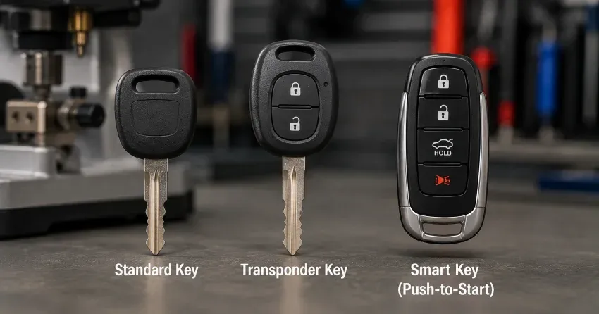 technician cutting a transponder ignition key in Leaside, East York