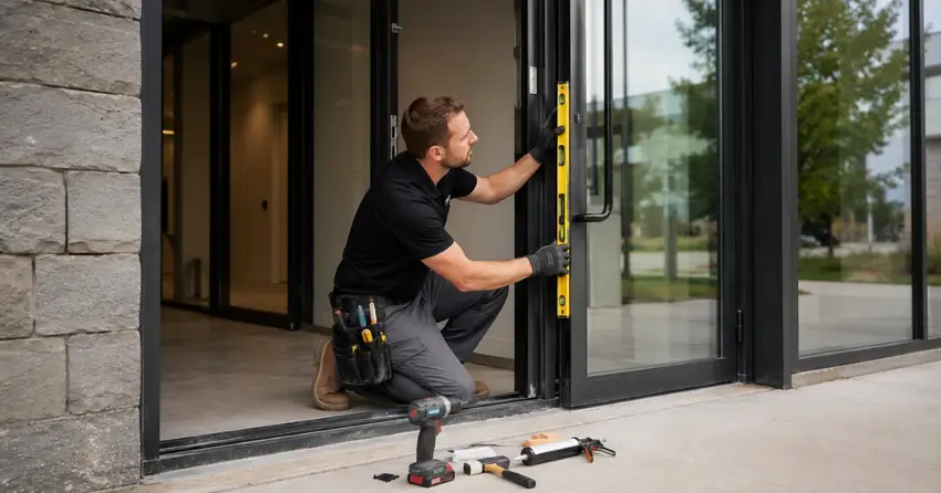 commercial glass door frame installation Crescent Town, East York