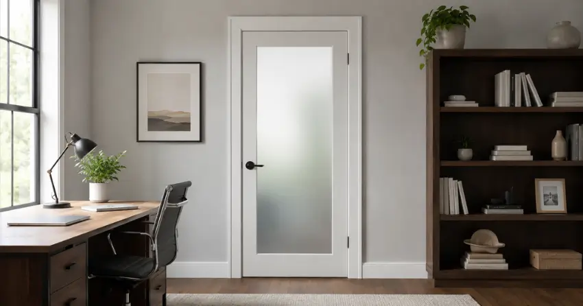 frosted interior door installed in home office in East York