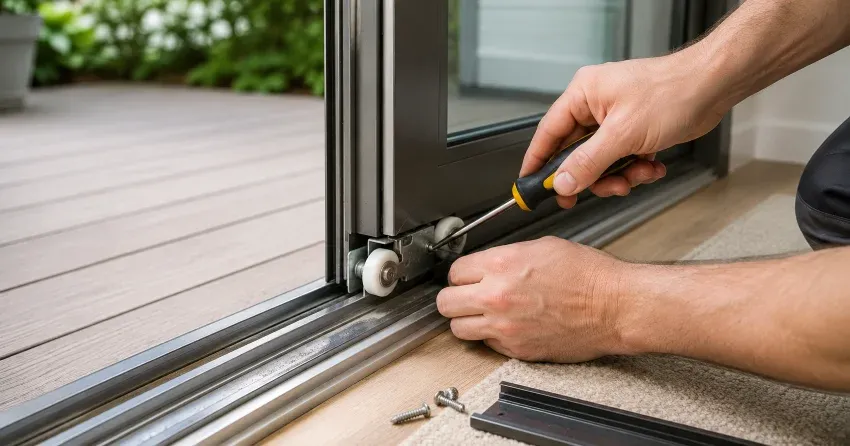 sliding door fix East York technician diagnosing track issue