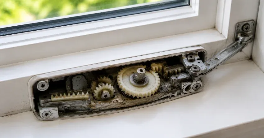 technician replacing casement window crank operator in East York home